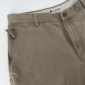 Columbia Mens 34 Khaki Canvas Utility Hiking Shorts 10 Inch Inseam Tan